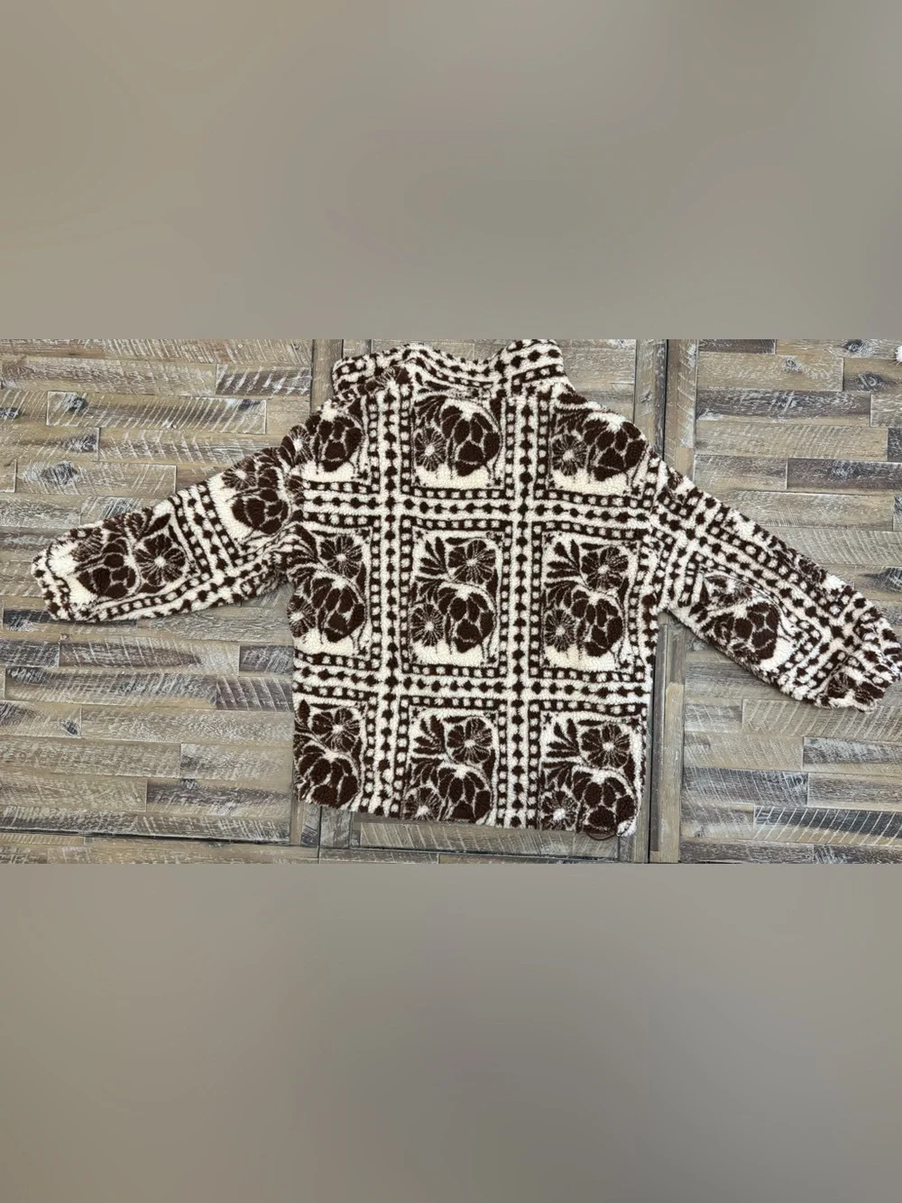 Cider Printed Floral Brown & Cream Fleece Jacket - NWT - XS - Picture 7 of 10